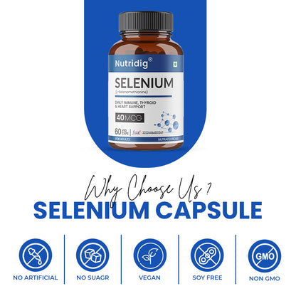Selenium Capsules, 40mcg, Non-GMO & Superior Absorption - 60 Vegetarian Capsules