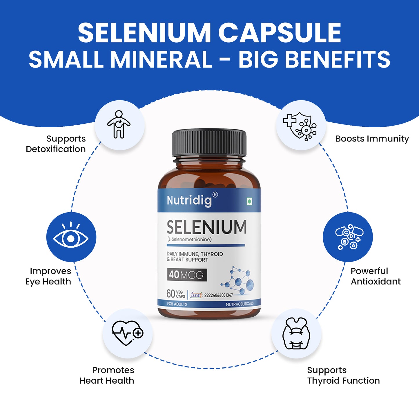Selenium Capsules, 40mcg, Non-GMO & Superior Absorption - 60 Vegetarian Capsules