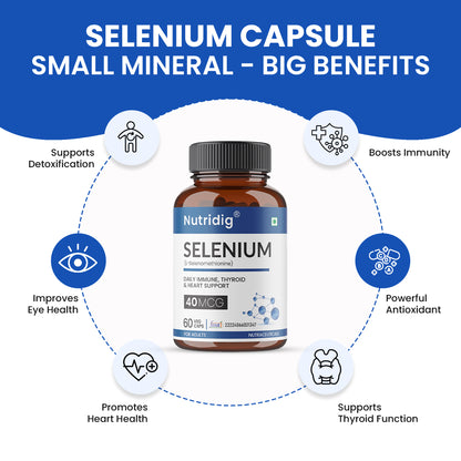 Selenium Capsules, 40mcg, Non-GMO & Superior Absorption - 60 Vegetarian Capsules