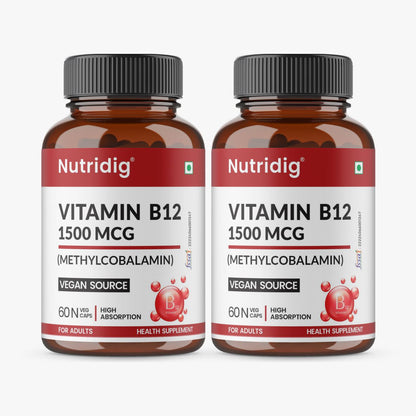 Vitamin B12 High Potency Vegan Capsules | Methylcobalamin - 60 Caps
