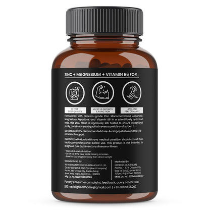 ZMA Capsules - Zinc, Magnesium Aspartate with Vitamin B6 | 60 Capsules