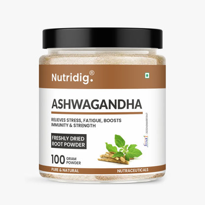 Nutridig® Wild Ashwagandha Roots Powder | Ultra Potent Strength - 100gm