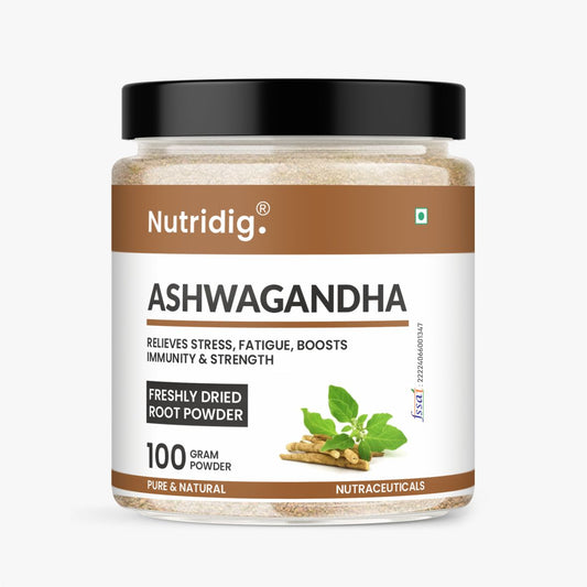Nutridig® Wild Ashwagandha Roots Powder | Ultra Potent Strength - 100gm
