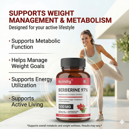 Berberine 97% from Berberis Aristata | Premium Purity Beyond 95% | For Blood Sugar, Cholesterol & Heart Health