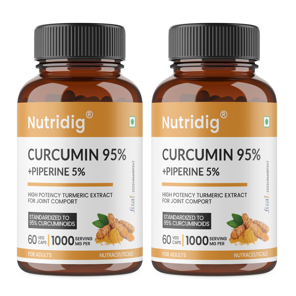 Turmeric Extract Capsules - High Potency | Curcumin 95% with Piperine – For Joint Health – 60 Veg Capsules