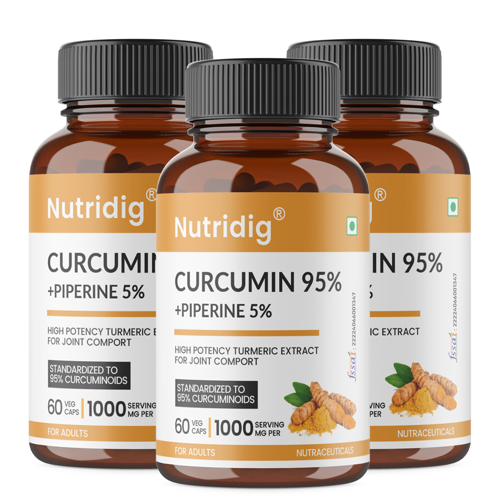 Turmeric Extract Capsules - High Potency | Curcumin 95% with Piperine – For Joint Health – 60 Veg Capsules