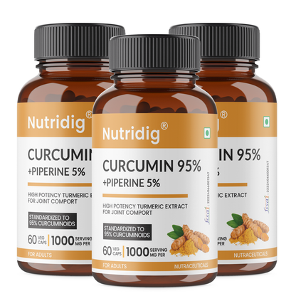 Turmeric Extract Capsules - High Potency | Curcumin 95% with Piperine – For Joint Health – 60 Veg Capsules