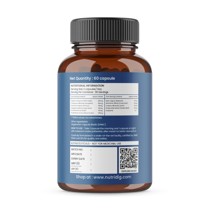 Liver Detox & Support  | High Potency Herbal Blend with Milk Thistle - 60 Capsules