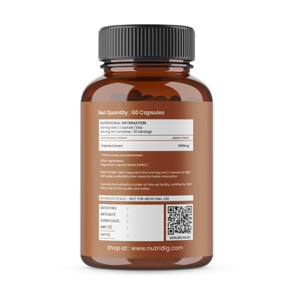 Triphala Capsules - Ayurvedic Blend | Digestion, Hair & Skin Health | 60 Capsules