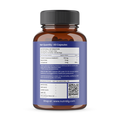 Melatonin 5mg Softgels - With Valerian & Vitamin B6 | 60 Softgel Capsules