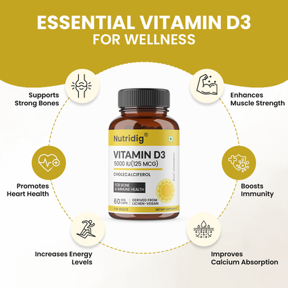 Vitamin D3 5000 IU (Vegan, Lichen-Derived) | 60 Capsules