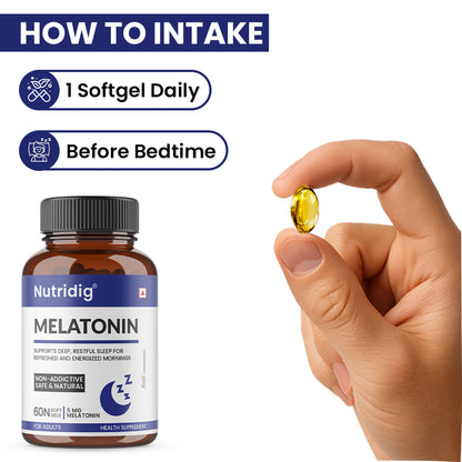 Melatonin 5mg Softgels - With Valerian & Vitamin B6 | 60 Softgel Capsules