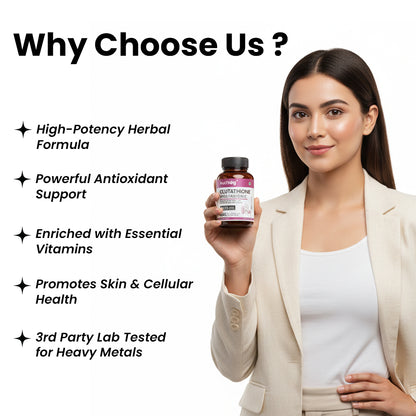 Nutridig® L-Glutathione Skin Brightening Capsules with Vitamin C, Zinc, Biotin | 60 Capsules