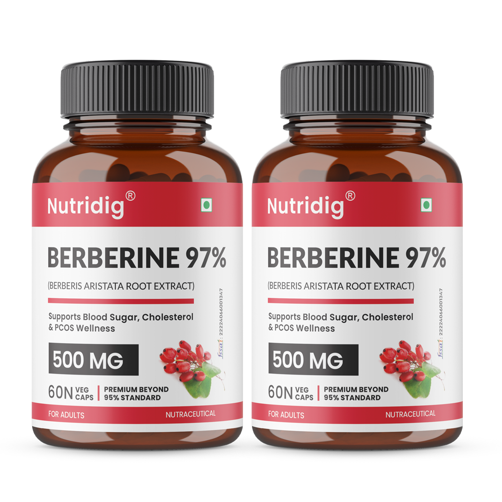 Berberine 97% from Berberis Aristata | Premium Purity Beyond 95% | For Blood Sugar, Cholesterol & Heart Health