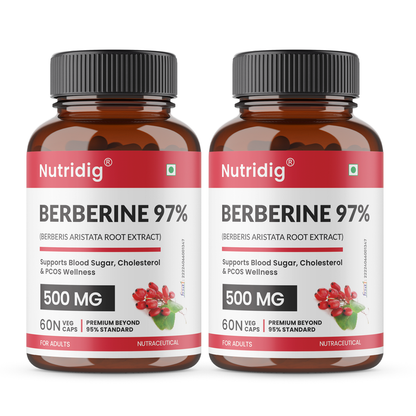 Berberine 97% from Berberis Aristata | Premium Purity Beyond 95% | For Blood Sugar, Cholesterol & Heart Health