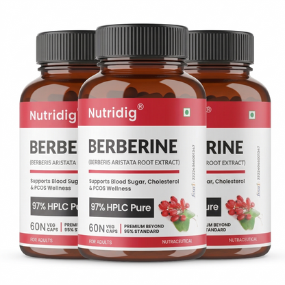 Berberine 97% from Berberis Aristata | Premium Purity Beyond 95% | For Blood Sugar, Cholesterol & Heart Health