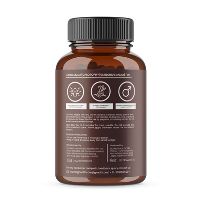 Nutridig® Safed Musli Extract- Gold Standard | High Potency 60 Capsules