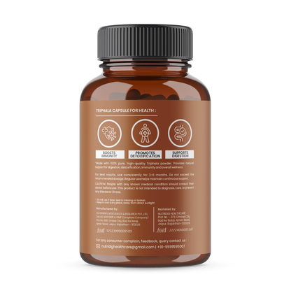 Triphala Capsules - Ayurvedic Blend | Digestion, Hair & Skin Health | 60 Capsules