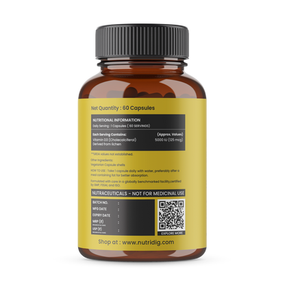 Vitamin D3 5000 IU (Vegan, Lichen-Derived) | 60 Capsules